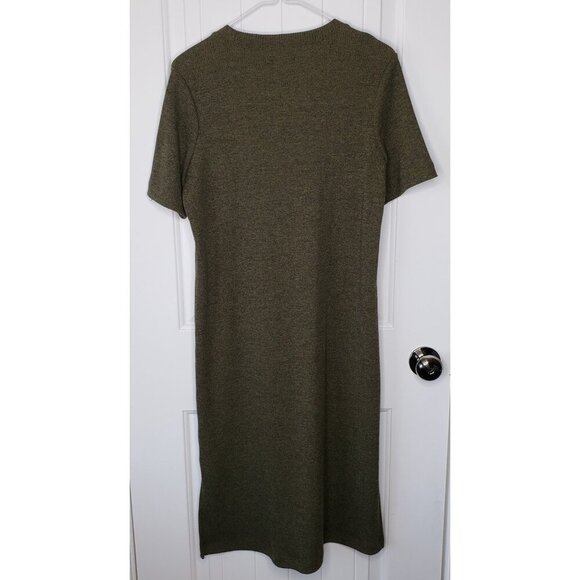 Madewell Pocket Tee Midi Dress Womens Small Green Ribbed Short Sleeve Casual - Picture 6 of 15